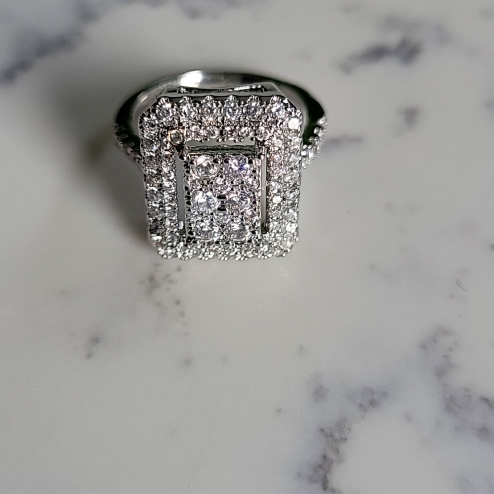 Beautiful Sterling Silver Stamped Cubic Zirconia Ring